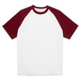 thumbnail image 6 of Nestiefly Mens Crewneck Shirts Basic Short Sleeve Raglan Sleeve Retro Beach Pullover Soft Outdoor Tops Deep Red 2XL, 6 of 6