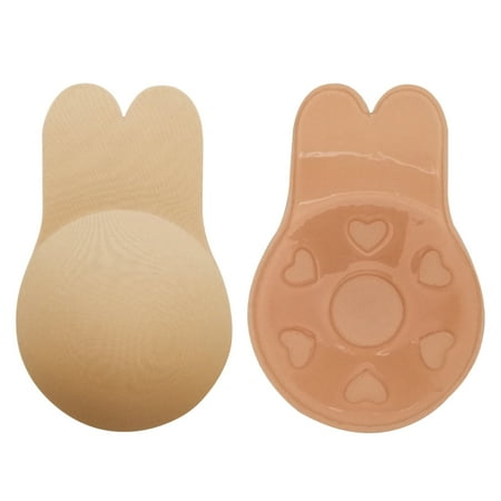 

FOCUSSEXY 2 Pack Cute Apricot Bras Push up Silicone Bra Self Adhesive Strapless Sticky Invisible for Backless Dress with Nipple Covers