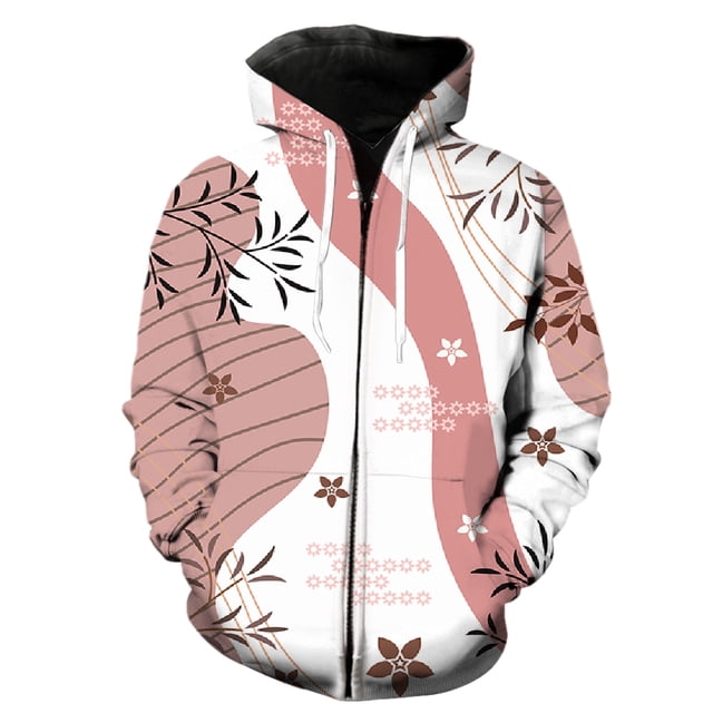 Sudadera con capucha y cremallera para hombre, diseño abstracto de hojas de plantas, divertida, primavera, con capucha, chaquetas con estampado 3D, gran oferta 2024, manga larga, informal, para adoles