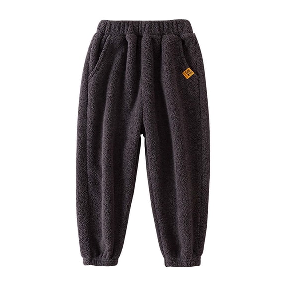 REDARER Boys Lined Casual Pants Elastic Waistband Solid Comfortable Thermal Winter Trousers for Outdoor Play,Kids Clothing,Size:6-7 Years