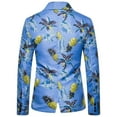 thumbnail image 4 of Holloyiver Jackets for Men Notched Lapel Sport Coat Floral One Button Slim Fit Hawaiian Holiday Style Tweed Suit Blue, 4 of 9
