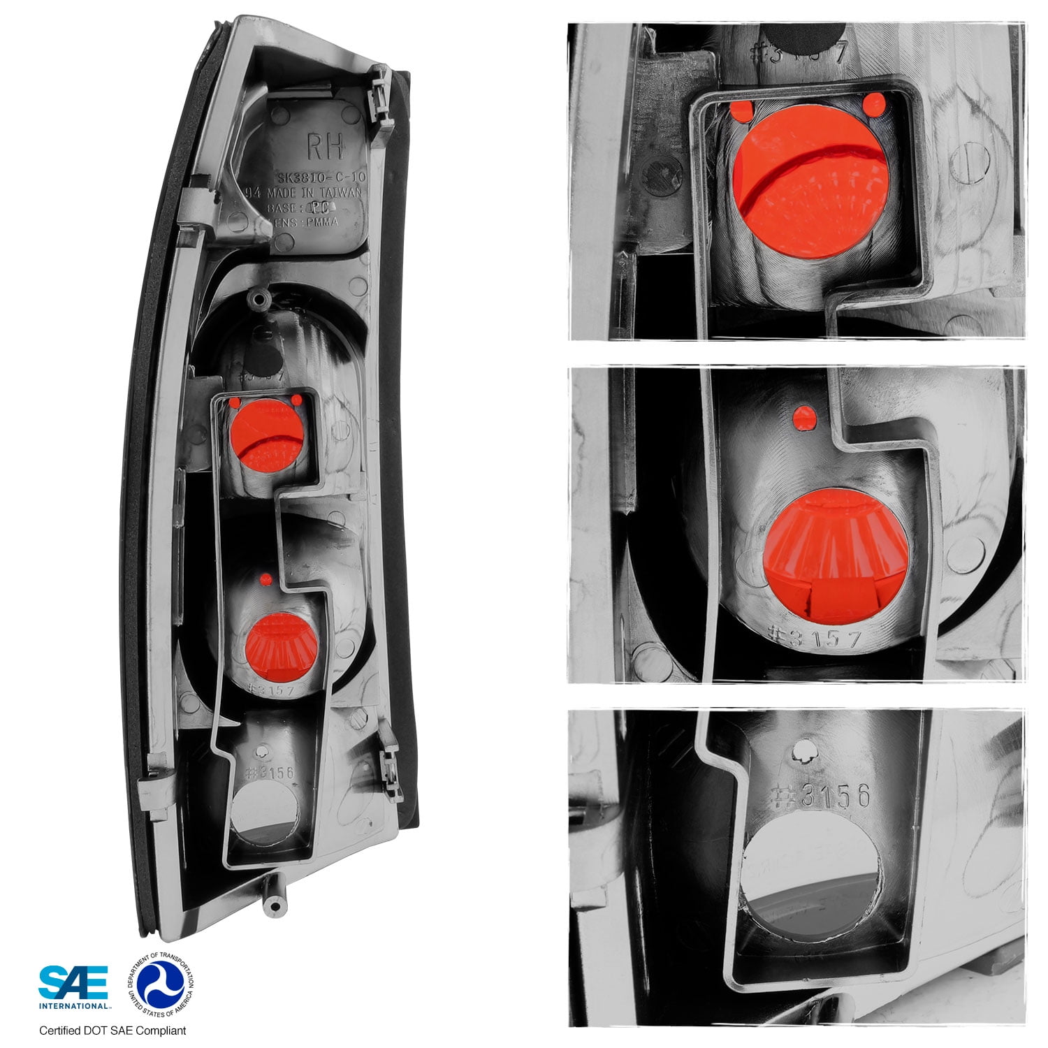 AKKON - For Chevy C/K C10 Tahoe GMC Jimmy Sierra Suburban Yukon Pickup Truck Black G2 Tail Lights Brake Lamps