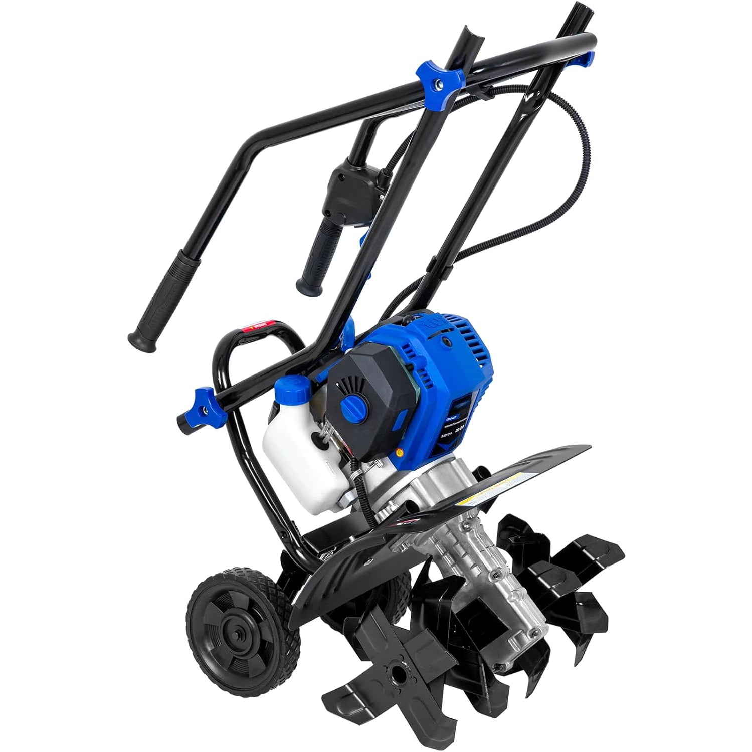 ANLIBATT 46cc 1.9HP 16-Inches Gas Tiller 8" Tilling Depth Easy Start Adjustable Wheels Foldable Heavy Duty Cultivator Rototiller for Garden Soil