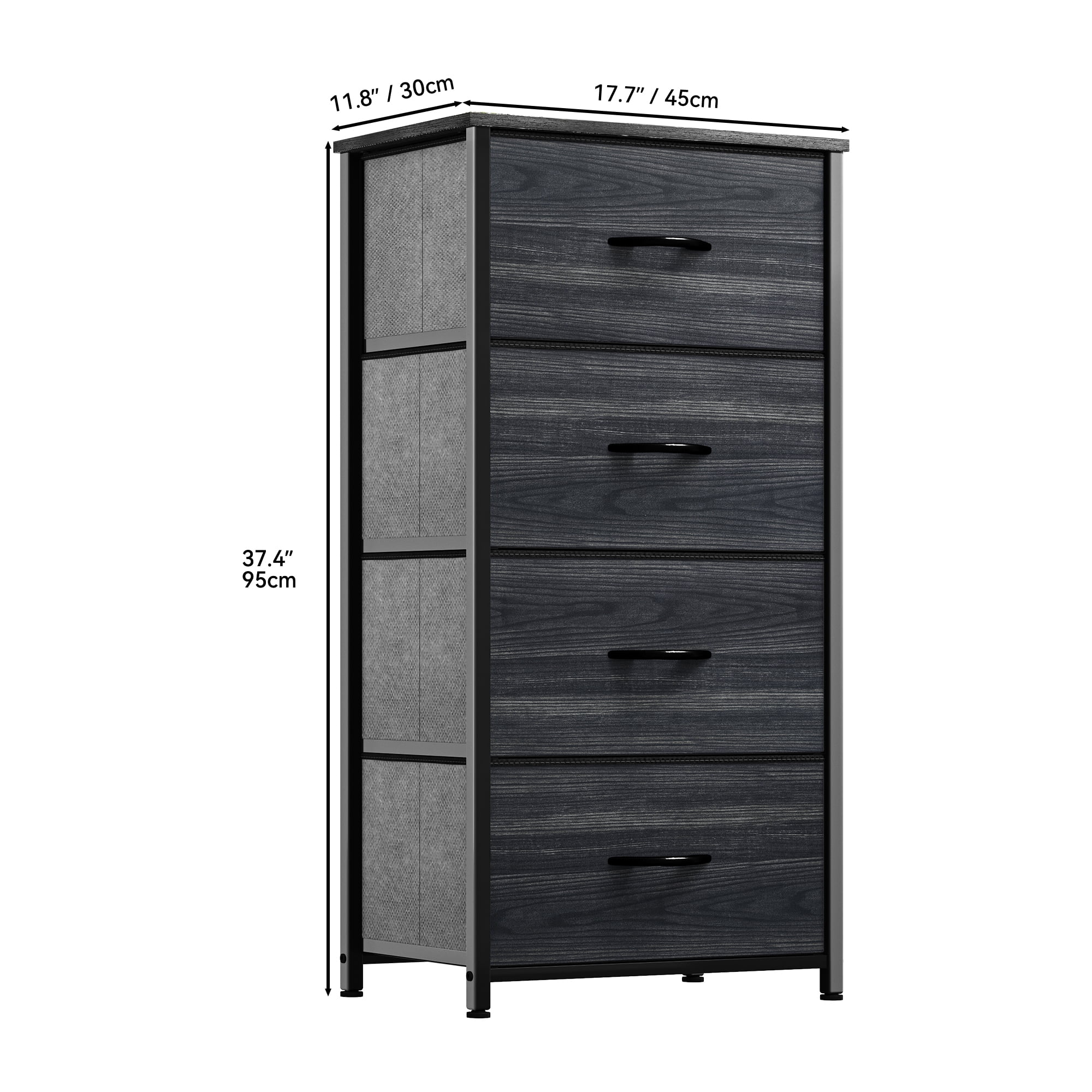 Uforic 4-Drawer Dresser, Organizer Unit for Adult for Bedroom, Living Room, Charcoal Black