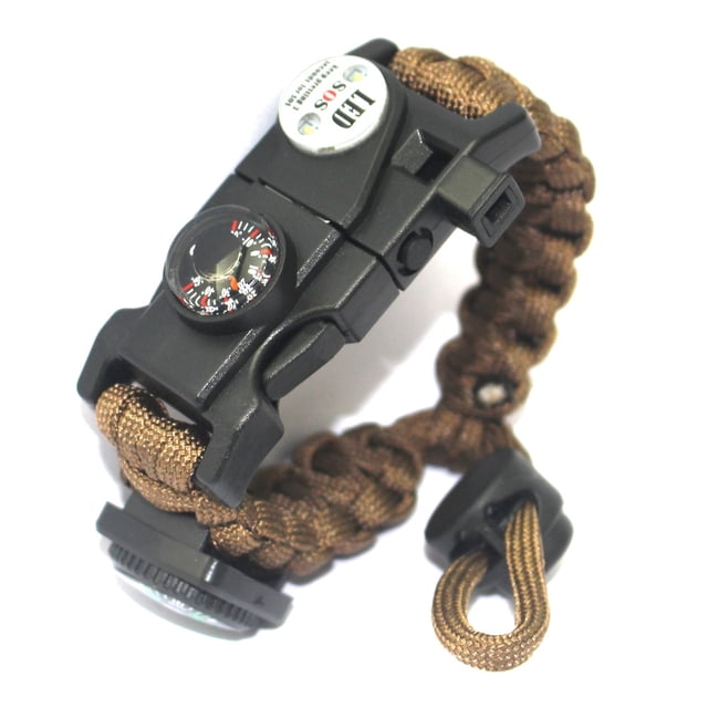 Paracord survival bracelet, fire starter, waterproof SOS light, compass, whistle, 20 in 1, ultimate tactical survival gear, p