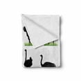 thumbnail image 2 of Ostrich Soft Flannel Fleece Throw Blanket, Silhouette of Wild Camel Bird Animal in the Zoo Grass Illustration, Cozy Plush for Indoor and Outdoor Use, 70" x 90", Fern Green White, by Ambesonne, 2 of 6