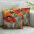 thumbnail image 3 of Chilfamy   Ink Painting Watercolor Yellow Orange Poppy Flowers Summer Decorative Throw Pillow Cover Case Home Living Room Bed Sofa Car Square, 3 of 5
