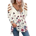 thumbnail image 4 of ICHUANYI Clearance Women's Fashion Printed Loose T-shirt Long Sleeves Blouse V Neck Casual Tops ICHUANYI "ICHUANYI", 4 of 6