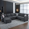 thumbnail image 3 of DAJU Modular combination sofa,large combination sofa,U-shaped sofa with storage ottoman and USB ports,modern oversized corner sofa,suitable for living room,6-seater beige sofa,122.8 inches (Gray), 3 of 9