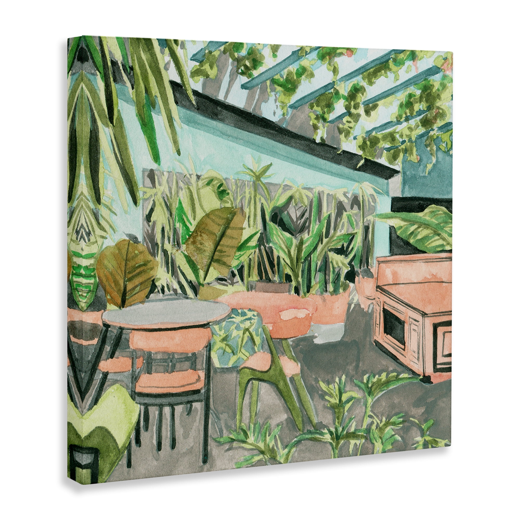 Stupell Industries Greenhouse Plants Café Furniture Painting Wrapped Canvas Art Print Wall Art, 24 x 24