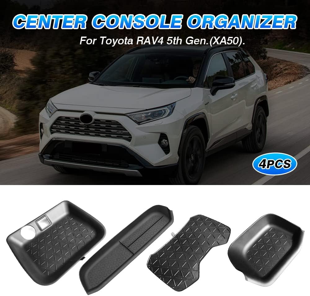 Canvcle Center Console Organizer for 2019-2025 Toyota RAV4 Accessories Secondary Glove Box Insert Tray Non-Slip Set of 4