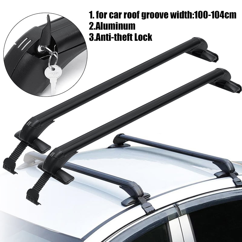LOCKABLE BLACK CAR ROOF BARS UNIVERSAL FIT FOR CARS WITH RAILS/RACK FITTED