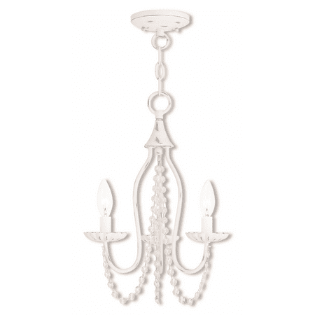 

Antique White Tone Finish Mini Chandeliers Steel Material Candelabra Base 17 Long 3 Light Fixture
