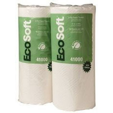 Ecosoft Household Roll Towel, White, 11 X 9, 90/roll, 30 Rolls/carton