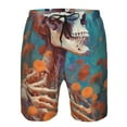 thumbnail image 4 of Yiaed Artistic Orange Carnation Skull Print Men's Swim Trunks with Lining Quick Dry Sports Shorts Beach Shorts Boardshorts-Small, 4 of 5