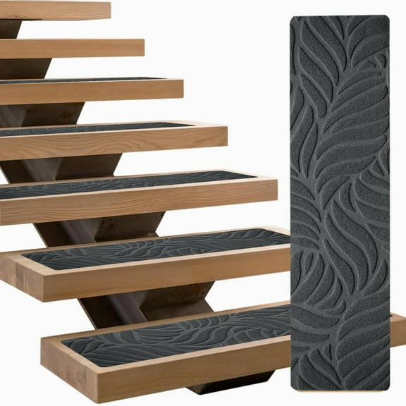 Taotanxi Stair Treads Non Slip for Wooden Steps, 7.4" X 21.6" Stair Runner Carpet Treads Indoor with Reusable Adhesive, Stairslide Carpets Rugs Safety Mats for Elders, Kids & Dogs, Dark Gray