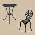 thumbnail image 7 of BAYUELSWU 3-Piece Outdoor Bistro Set Patio Set Outdoor Patio Furniture w/Tulip Design, Rust-Resistant Cast Aluminum Table and Chairs w/Umbrella Hole for Balcony Backyard Garden (Black), 7 of 7