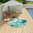thumbnail image 2 of Unique Loom Outdoor Modern Collection Area Rug - Rip (6' 1" Round Blue and Ivory/Green), 2 of 8