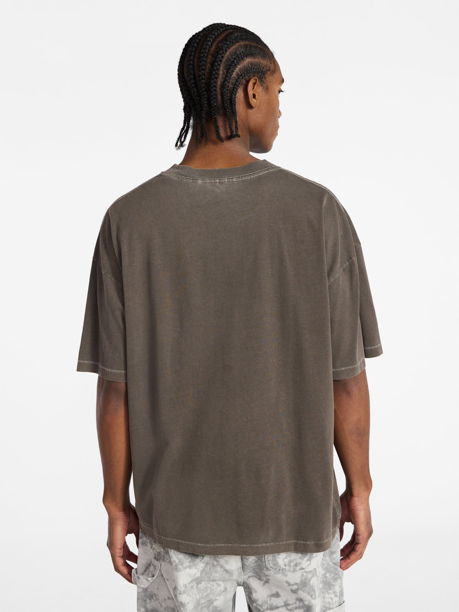 No Boundaries Men's Oversized Boxy Tee with Short Sleeves, XS-4XLT