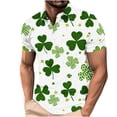 thumbnail image 2 of Jjayotai Men's Holiday Golf Shirt, Funny Short Sleeve Bowling Shirt, Novelty Shamrock Printed Tee Tops, Mens St. Patrick's Day Polo Shirts Green XXXL, 2 of 5