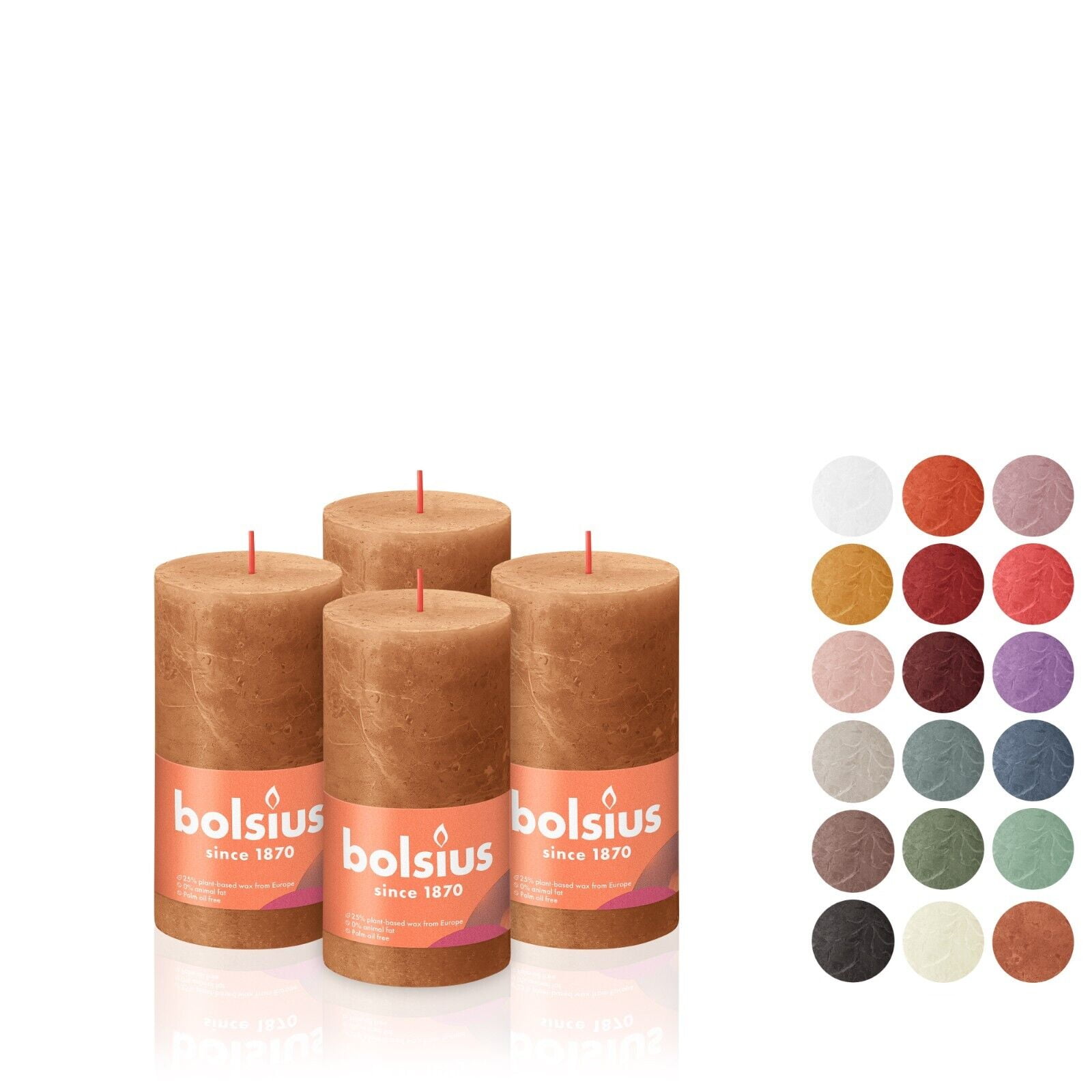 BOLSIUS 4 Pack Spice Brown Rustic Pillar Candles 2 X 4 Inches