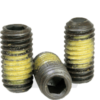 

Nylon Patch Socket Set Screws Cup Point 1-8 x 1 1/2 Alloy Steel Black Oxide Hex Socket (Quantity: 40)