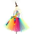 thumbnail image 6 of Utlike Girls Outfit Sets Rainbow Sequin Handmade Mesh Skirt And Colorful Hair Clip Casual Loose Cute Two Piece Set Girls Holiday Dresses Sets Size 6 Years-7 Years, 6 of 9