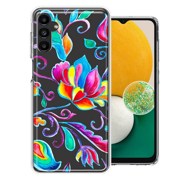 MUNDAZE Case For Samsung Galaxy A13 Bright Colors Rainbow Water Lilly Floral Phone Cover