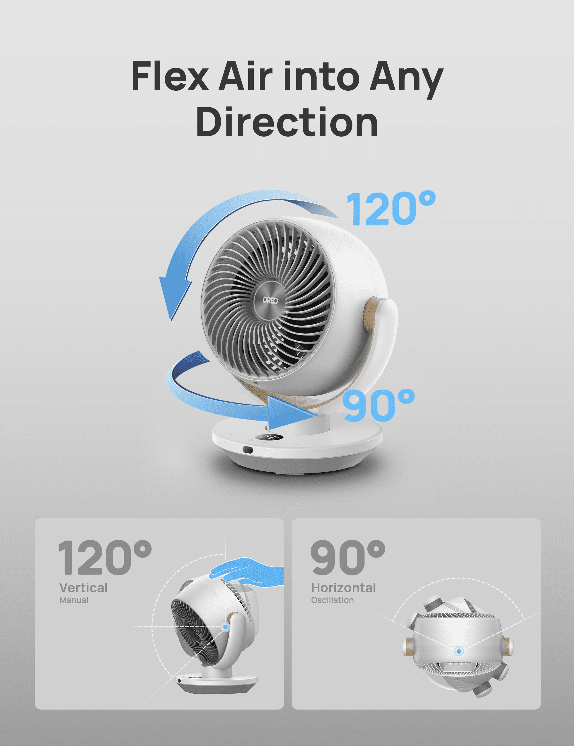 Dreo Fan for Bedroom, Desk Air Circulator Fan with Remote, 11 inch Table Fans for Whole Room, 60ft Powerful Airflow, 120° Vertical Manual +90° Oscillating Fan, 4 Speeds, 8H Timer, Quiet Fan, Home