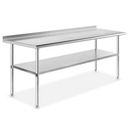 GRIDMANN NSF Stainless Steel Commercial Kitchen Prep & Work Table w/ Backsplash - 30 in. x 72 in.