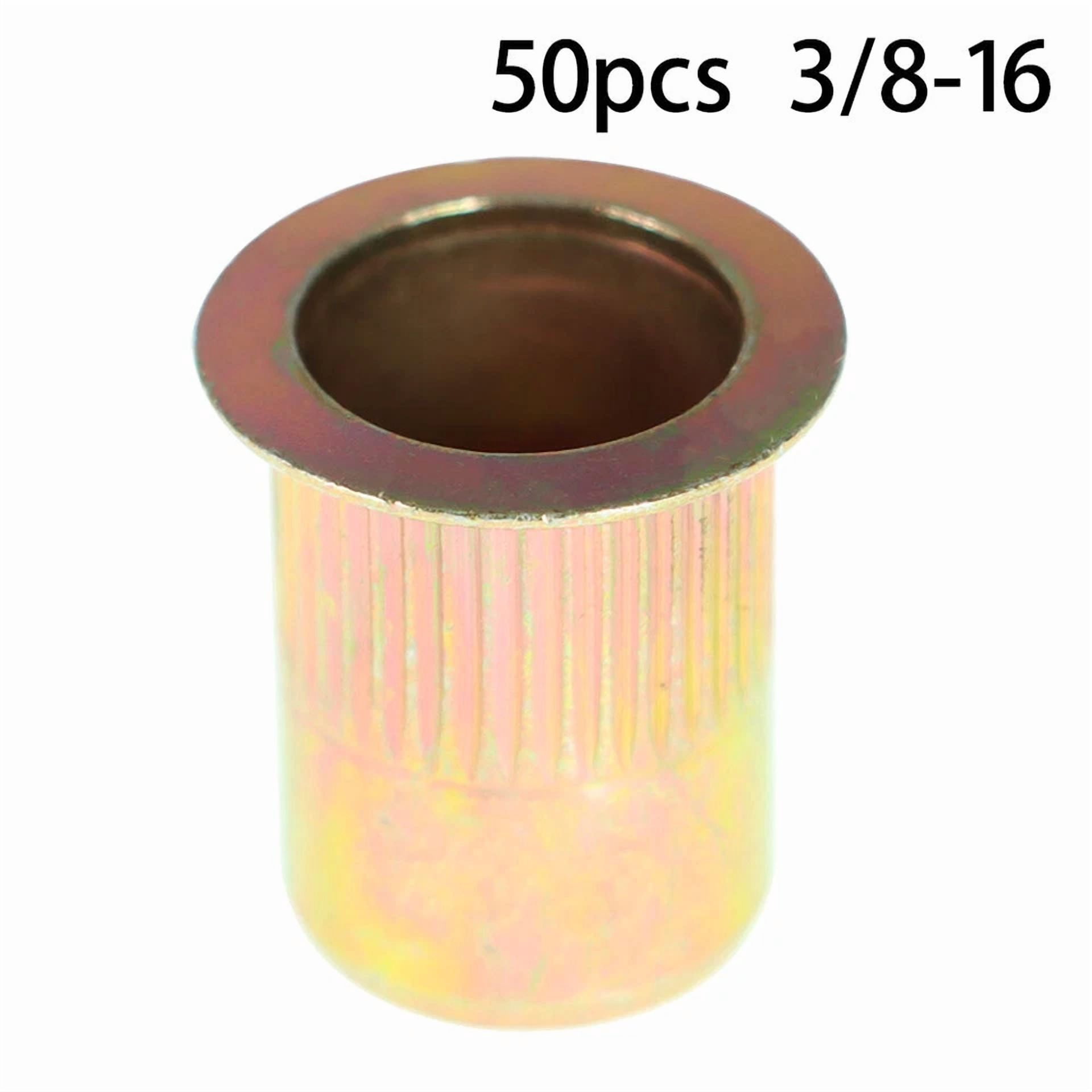 CIRCLE- 50 Pack 3/8 -16 Rivet Gun Nuts Rivet Nuts Threaded Carbon Steel Insert Nutsert