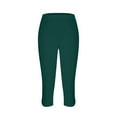 thumbnail image 4 of Lumtrix Capri Pants For Women Summer Stretch Tummy Control Workout Casual Leggings With Pockets Plus Size Athletic Gym Yoga Pant Dark Green M, 4 of 5
