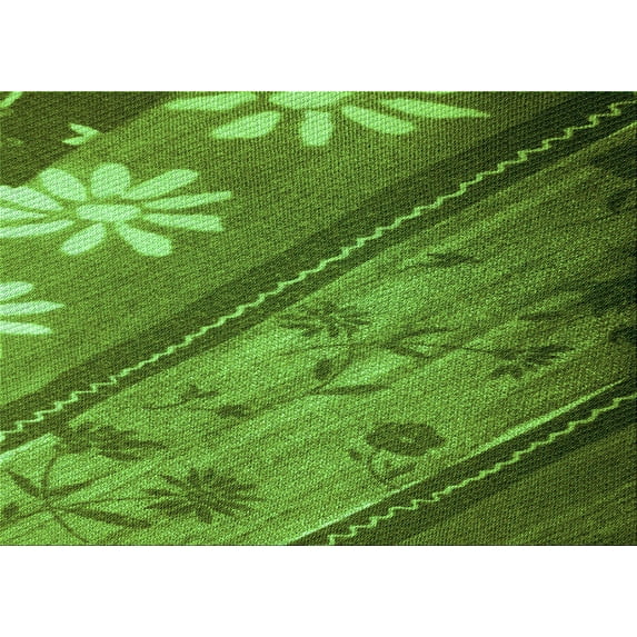 Ahgly Company Machine Washable Indoor Rectangle Transitional Pea Green Area Rugs, 4' x 6'