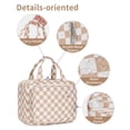 thumbnail image 5 of Checkerboard Hanging Travel Toiletry Bag with Hook, Makeup Bags for Women Cosmetic Organizer Toiletries for Brush Shampoo Travel Essentials, Brown, 5 of 9