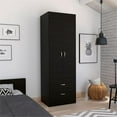 thumbnail image 2 of Bowery Hill 2 Drawer Contemporary Engineered Wood Lisboa Armoire in Black, 2 of 9