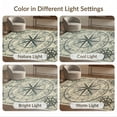 thumbnail image 7 of ODIKA 6'x9' Washable Area Rug Compass Nautical Vintage Sailing Motif Knot Detail Maritime Distressed for Queen Size Bedroom, Under Bed, Master Suite, Easy Care, Non-Shedding, 7 of 7