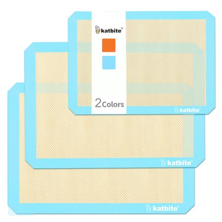 Katbite Silicone Baking Slip Mats Set of 3, Reusable & Nonstick Bakeware Mats for Cookies Macarons