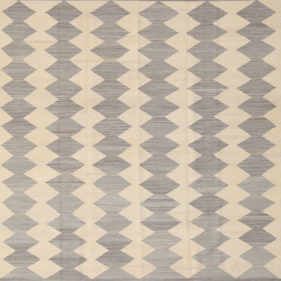 Ahgly Company Indoor Square Contemporary Deep Peach Orange Abstract Area Rugs, 6' Square