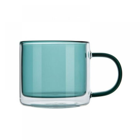 

Clear&Colorful Double Walled Glass Coffee Mug (9oz) Insulated Coffee Mug with Handle for Hot&Cold Drink Clear Glass Cup for Latte Cappuccino Tea Beer