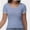 Dustyblue, variant on Women Summer Short Sleeve Shirts Crewneck Striped Color Block T Shirts Slim Fit Basic Tee Tops