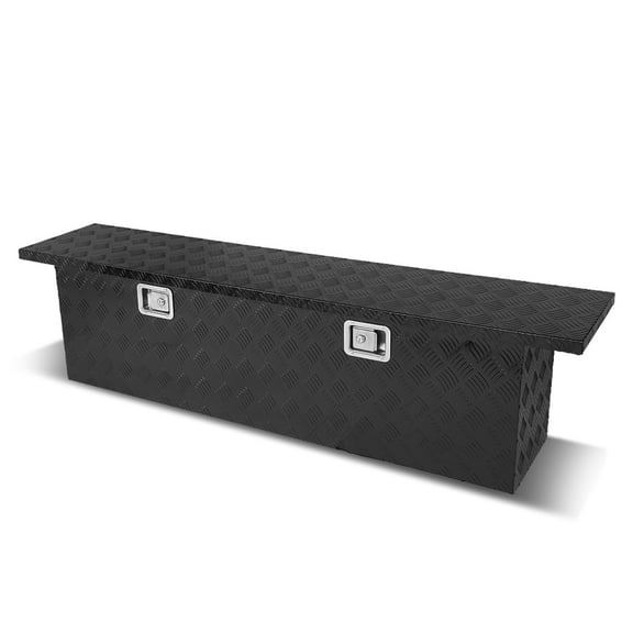 DNA Motoring 60"x12"x15.5" Black Aluminum Pickup Truck Trunk Bed Tool Box Trailer Storage Lock