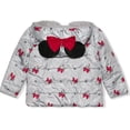 thumbnail image 2 of Disney Girl's Minnie Mouse Print Hooded Puffer Jacket with Ears and Bow, 2 of 3