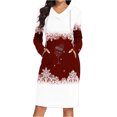 thumbnail image 2 of Pisexur Robes de Noël pour Femmes Mode Noël Lunettes de Vin Rouges Flocon de Neige Imprimé Robes de Vacances Décontractées Manches Longues Col en V Robe Sweat à Capuche Longueur Genou Robe de Soirée avec Poches, 2 of 6