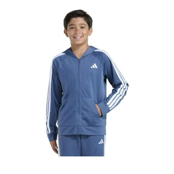 adidas Youth Boy's Tricot 3 Stripe Full Zip Track Jacket (US, Alpha, Medium, Regular, Lt Navy)