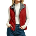 thumbnail image 3 of Womens Puffer Vest Collared Quilted Zip Front Fleece Lined Collar Warm Winter Vest, 3 of 7