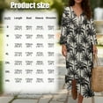 thumbnail image 6 of COEQINE Vacation Dress Women's 3/4 Sleeve Wrap V-Neck Boho Midi Tunic with Linen-Like Texture, Loose Beach Dress, Lightweight & Packable, Size XL, Black Tropical Palm Tree, 6 of 6