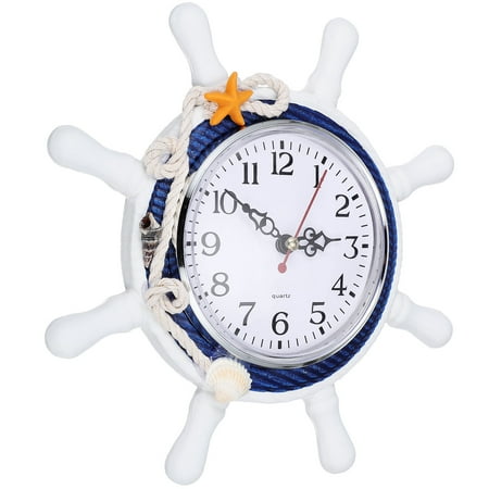 Topbathy Mediterranean Style Wall Clock with Rope Decor Silent Ticking for Home and Kitchen