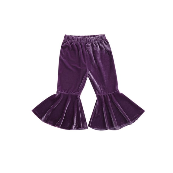 Emmababy Baby Girl Kids Bell Bottom Flare Pants Velvet Ruffle Leggings