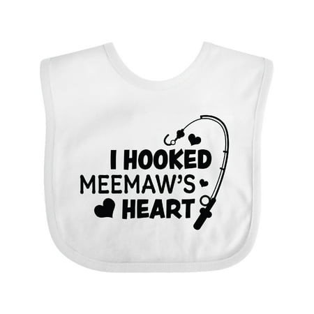 

Inktastic I Hooked Meemaw s Heart with Fishing Rod Gift Baby Boy or Baby Girl Bib