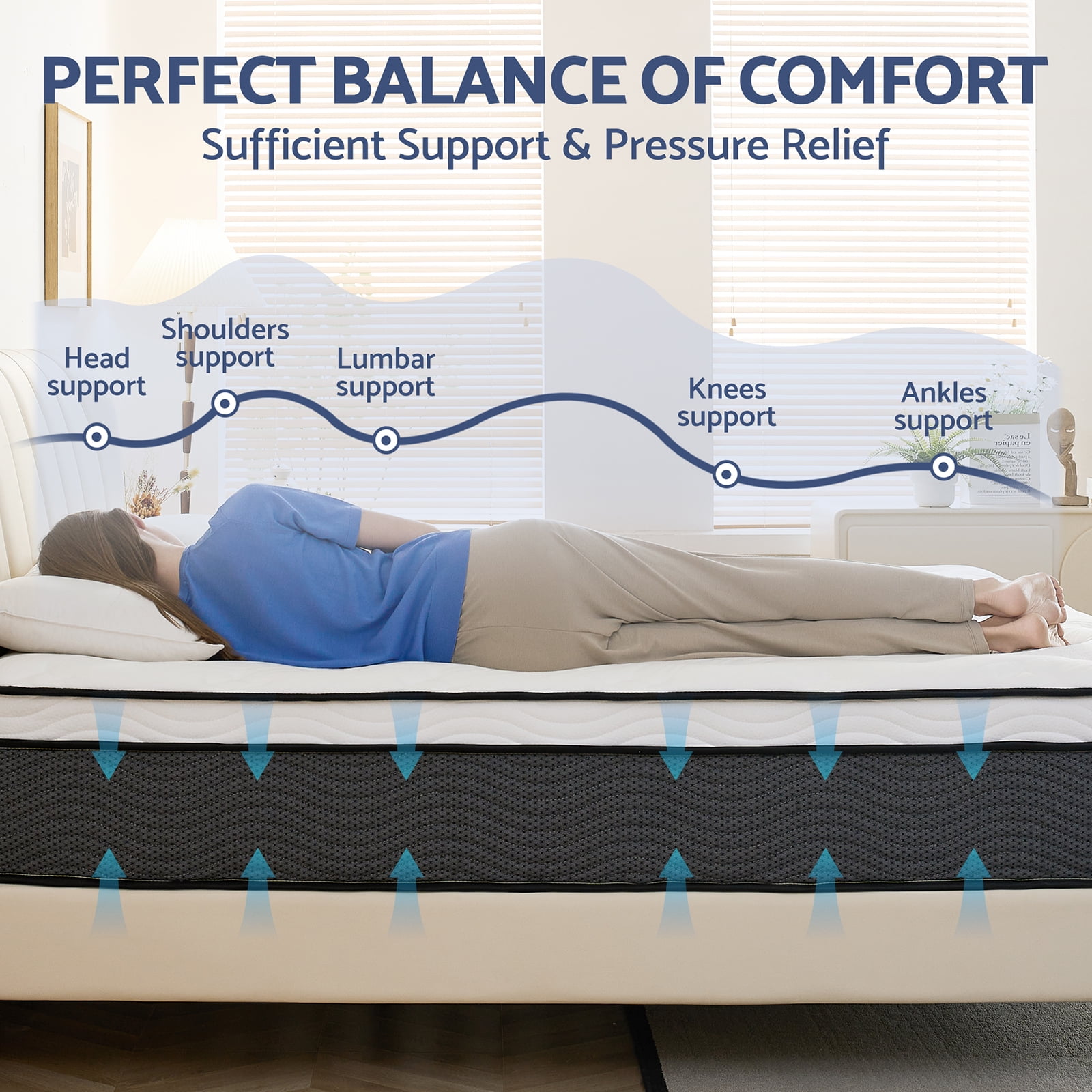 King Mattress, BedNew 12 inch Hybrid Gel Memory Foam Mattress in a Box, Medium Firm, Fiberglass Free